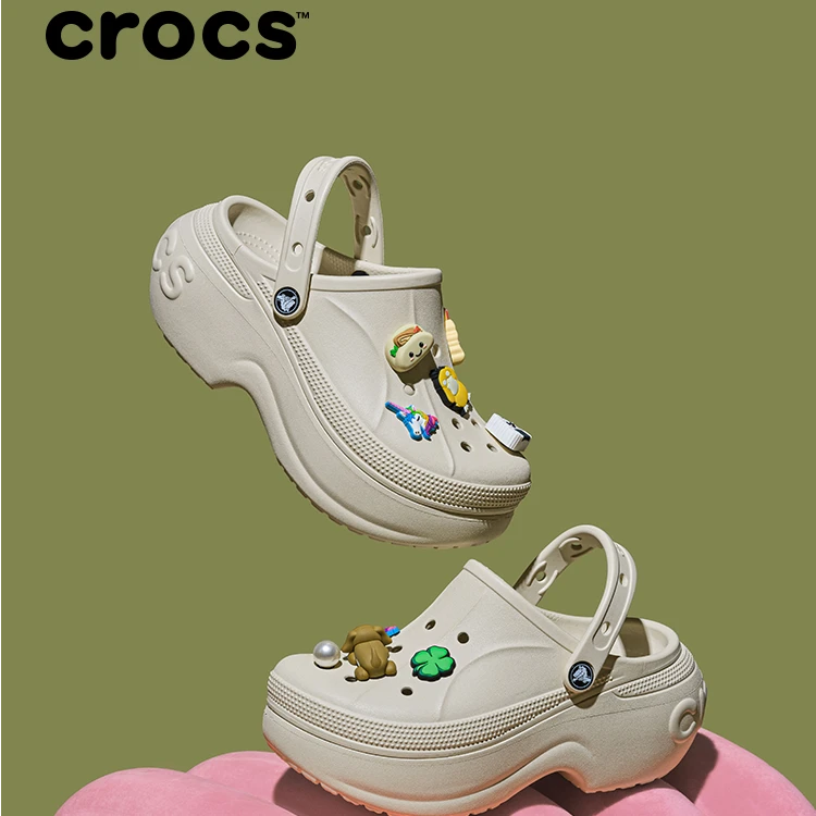 CROCS/卡骆驰【贝拉-金属鞋花套装】欧若风洞洞鞋增高沙滩鞋|210062