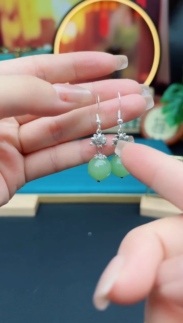 玛瑙/玉髓耳钉银S925镶嵌427000