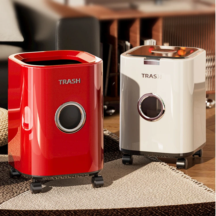 家用垃圾桶客厅大容量轻奢高档高颜值2025新款带轮子卧室厨房带盖