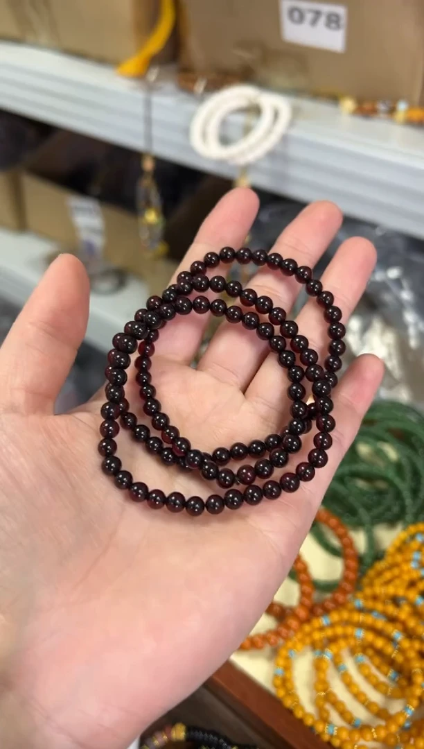 【闪购商品】血珀手链未镶嵌琥珀血珀圆珠多圈手链[1459]