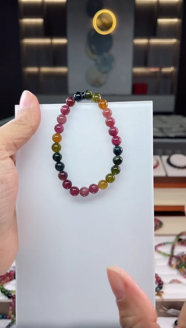 未镶嵌老矿碧玺单圈手串7mm+碧玺（多样性发一条）Q