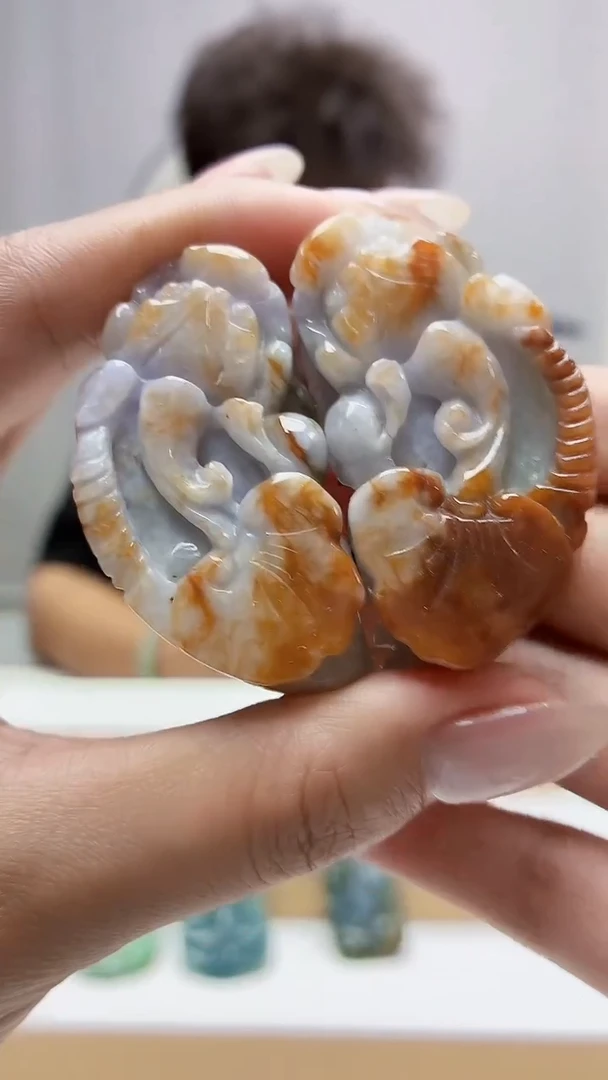 未镶嵌定制翡翠4688MM-毛货一对挂件20