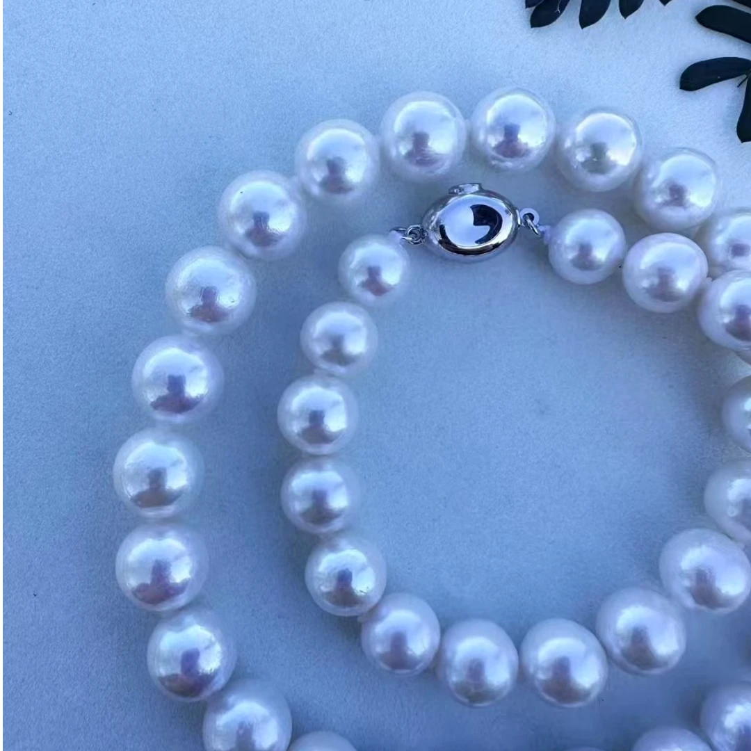 天然淡水珍珠10-12mm项链 冷白极光正圆极微瑕 明星倪妮同款