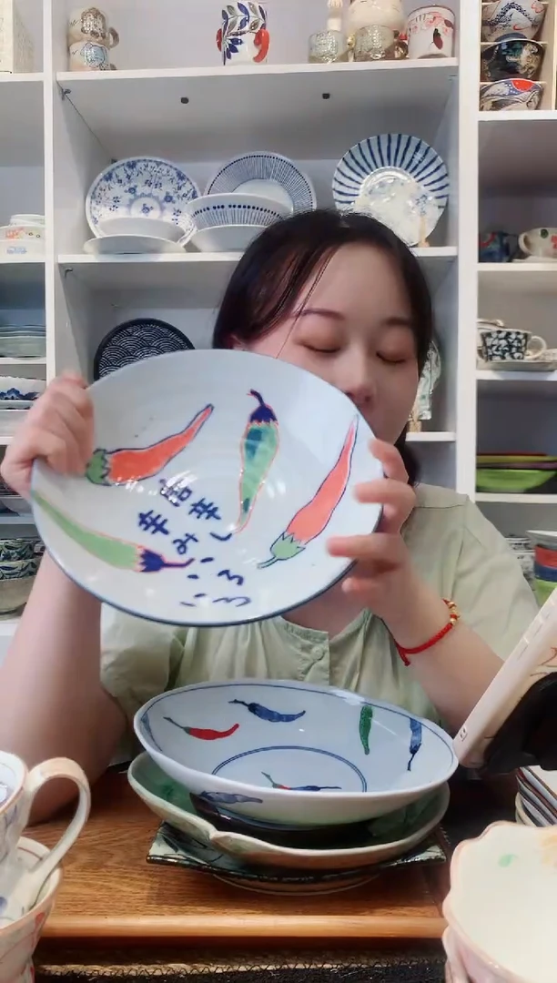 陶瓷美浓烧辣椒大深盘