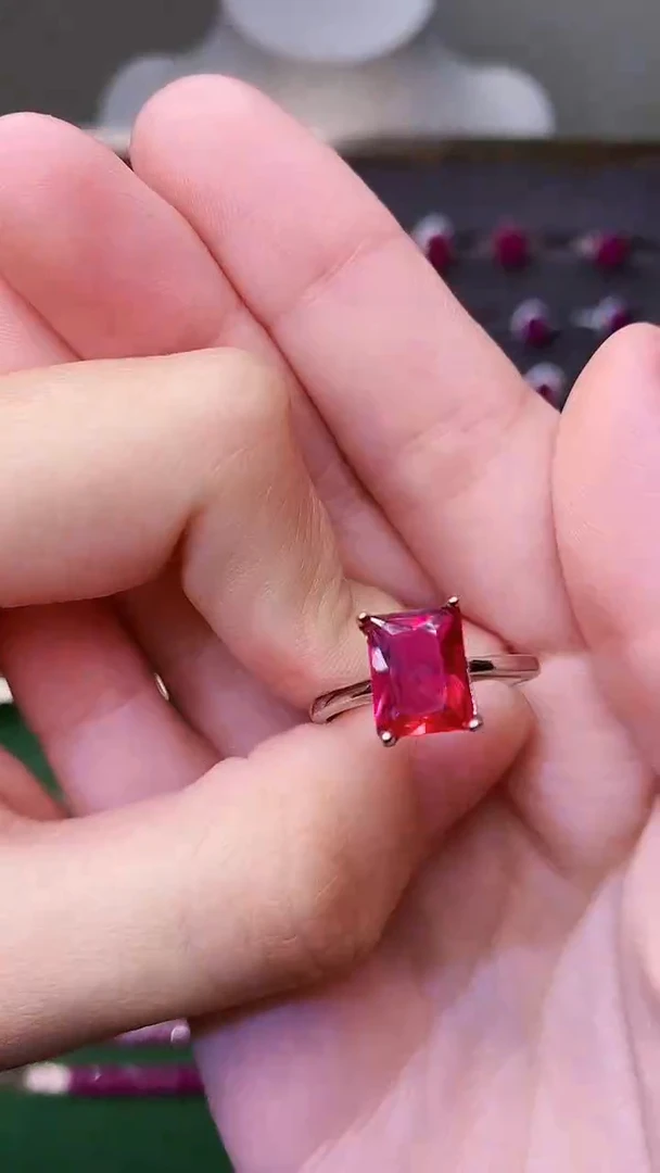 银S925镶嵌戒指红宝石56
