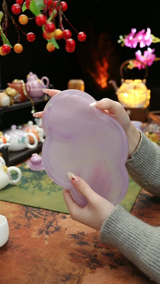 【闪购商品】紫色水晶琉璃壶承干泡垫