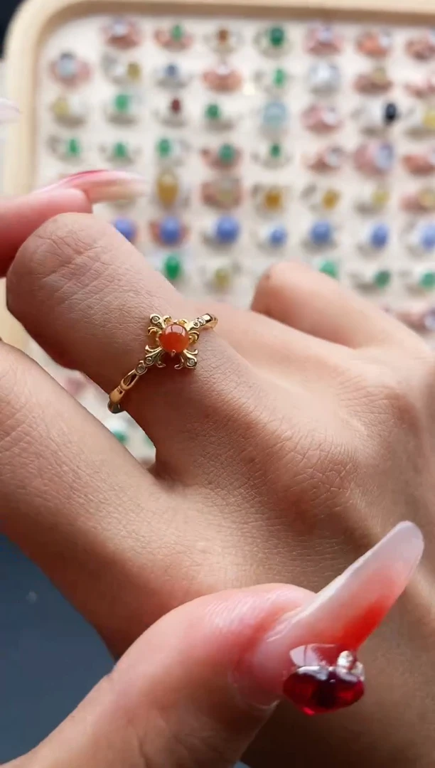 【闪购商品】翡翠戒指银S925镶嵌缅甸天然A货翡翠222   3-6