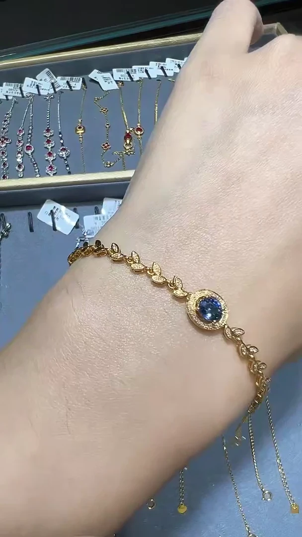 手链蓝宝石18K金镶嵌