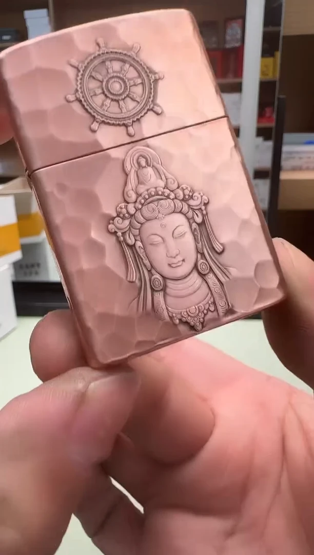 Zippo打火机紫铜重甲观心