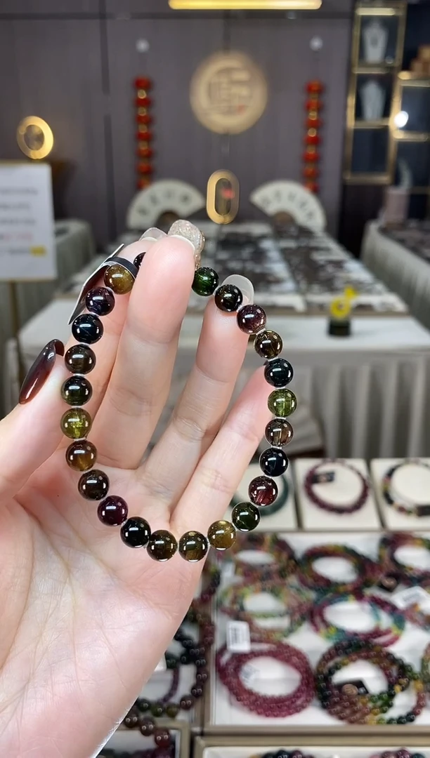 未镶嵌老矿黑糖净体单圈手串7mm+碧玺dan 多样性发货一条