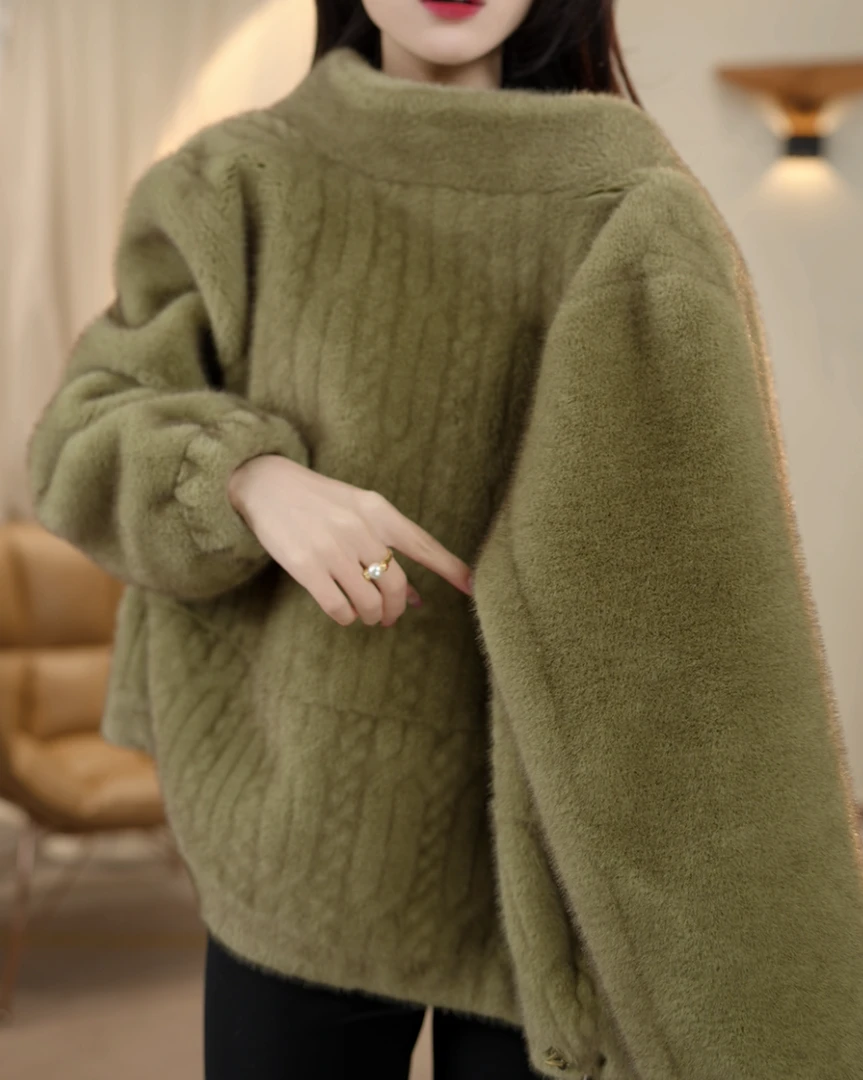 【HZ】麻花纹时尚气质休闲百搭高级感减龄显瘦纯色立领外套1