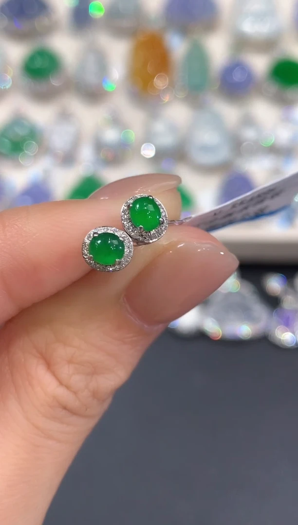 18K金镶嵌翡翠耳饰a14多样性一件发货