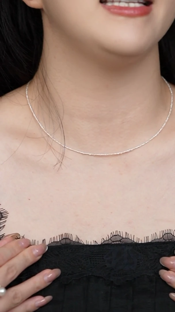 项链18K金镶嵌海水珍珠1-2akoya keshi 串链