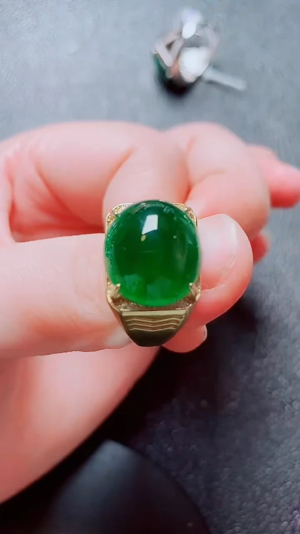 银S925镶嵌戒指翡翠翡翠