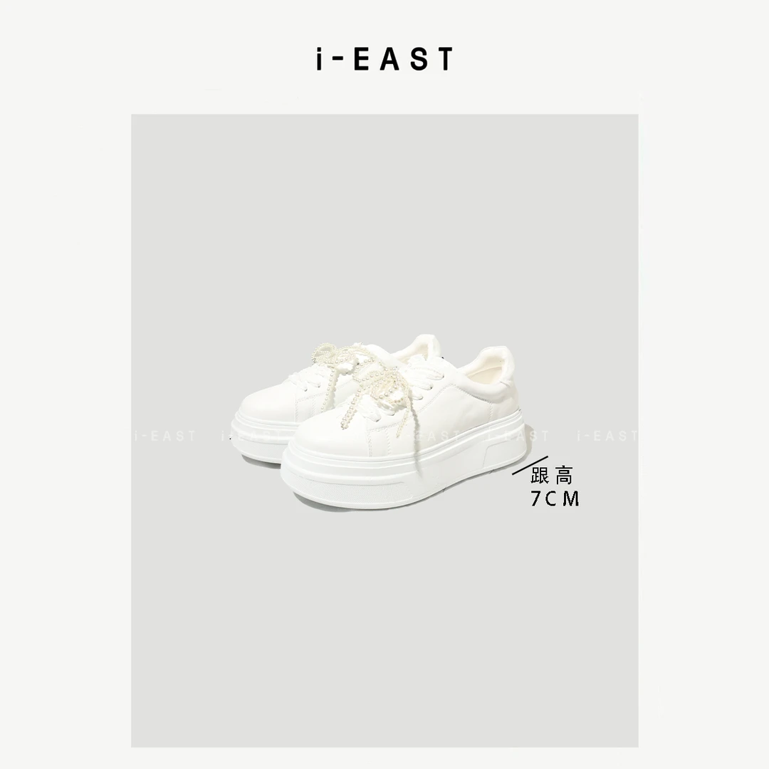 i-EAST 落日珍珠~厚底系带珠珠百搭休闲鞋-5C PS7945