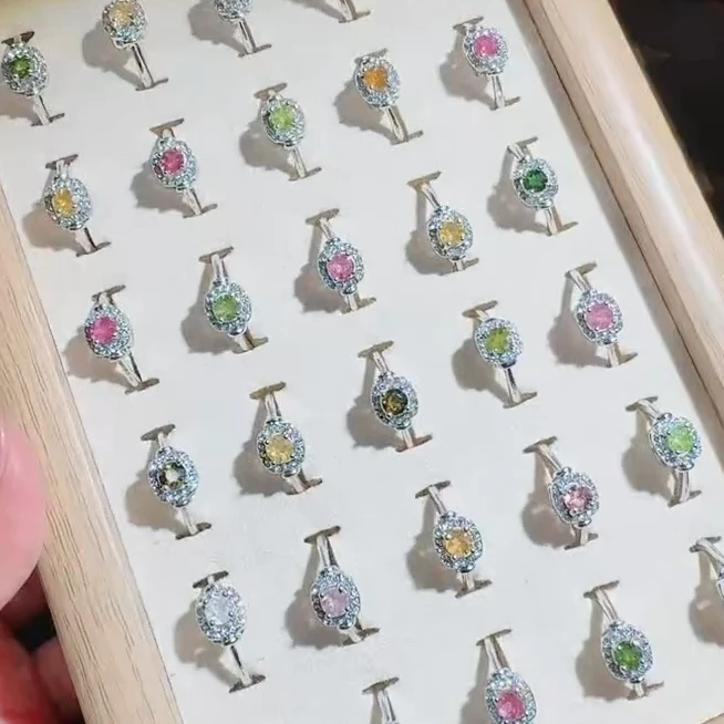 CT3659【百百福珠宝】星光七彩马卡龙 碧玺戒指-多样性发货只发一件