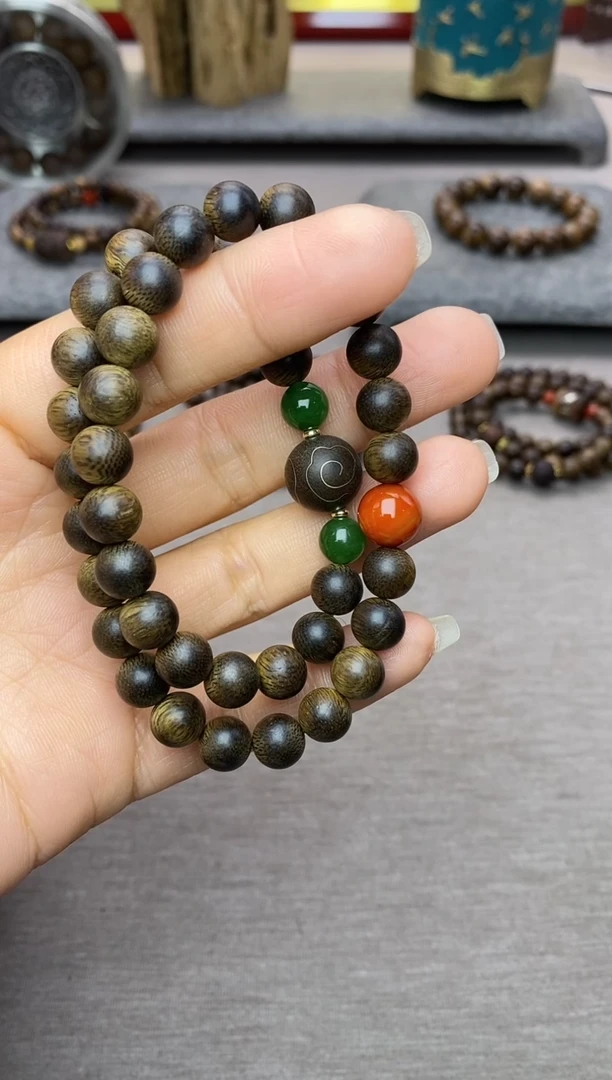 【闪购商品】沉香手串芽庄黄棋楠沉水老料0.8＋祥云1.2设计
