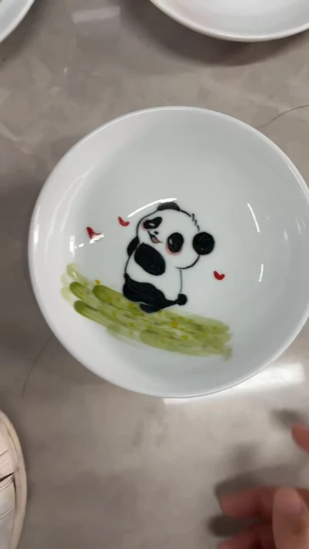 瓷片景德镇高温釉中彩-小胖碗熊猫