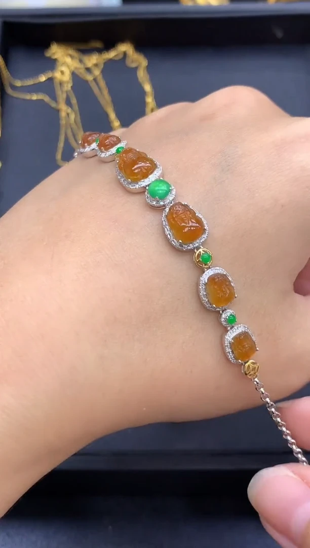 18K金镶嵌手链翡翠554-中国好珍宝