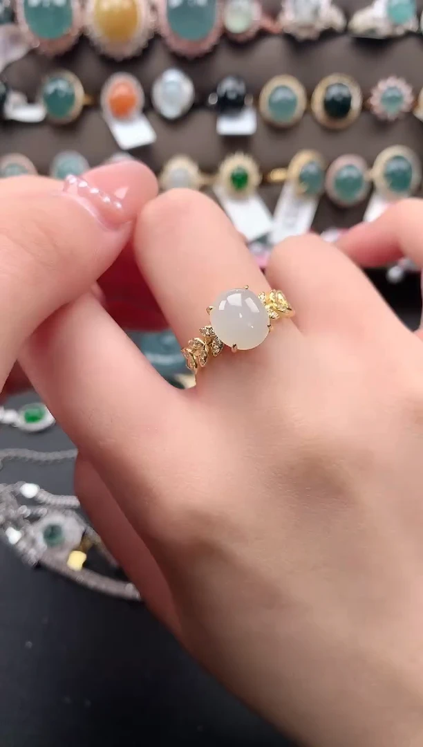 【闪购商品】翡翠戒指银S925镶嵌5141