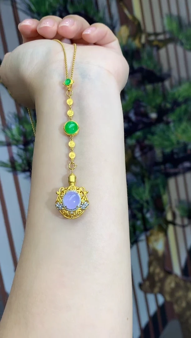 翡翠18K金镶嵌颈饰520-春日珠宝