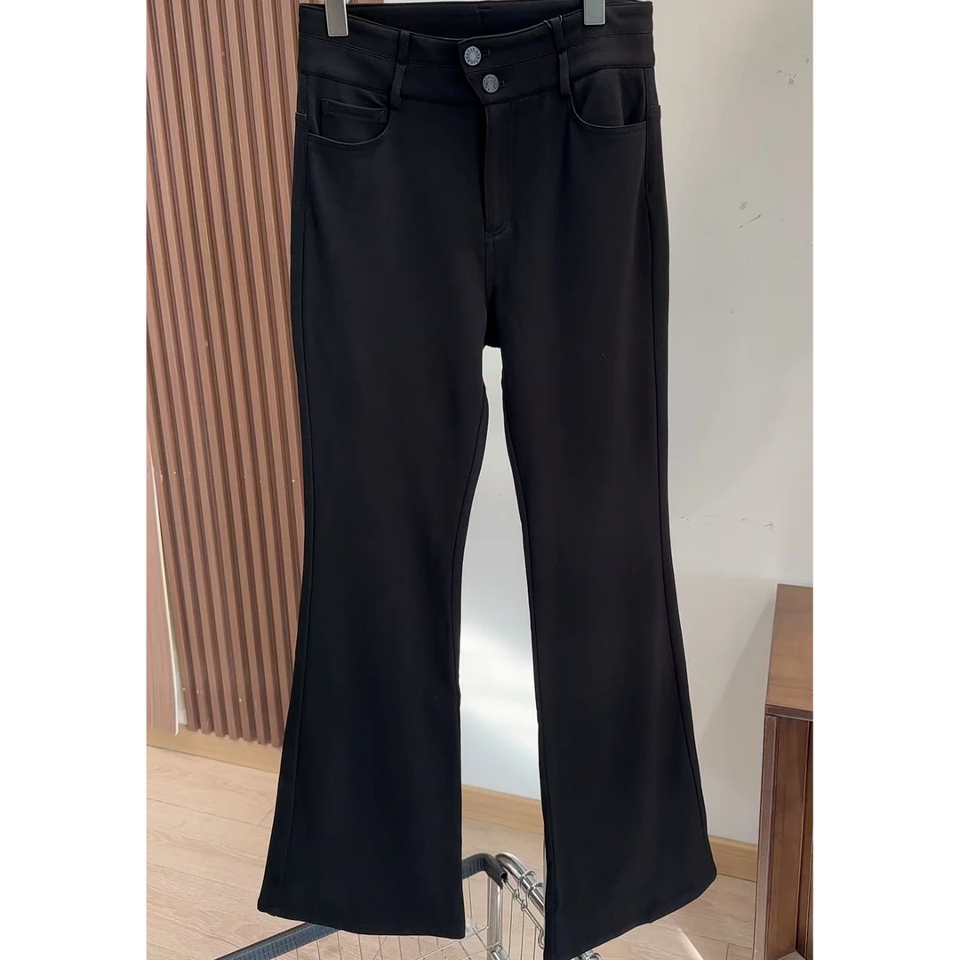 裤子-高腰微喇长裤24033132