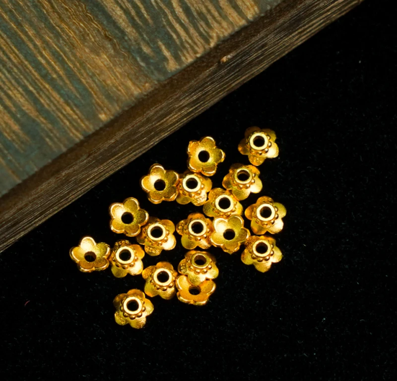 925银银制品 【发2片】6MM*2.3MM A款小花托隔片PJ491