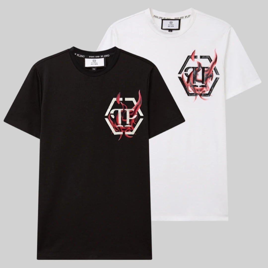 2025新款轻奢潮流男士半袖果冻印胶3D立体硅胶印花潮牌圆领棉T恤