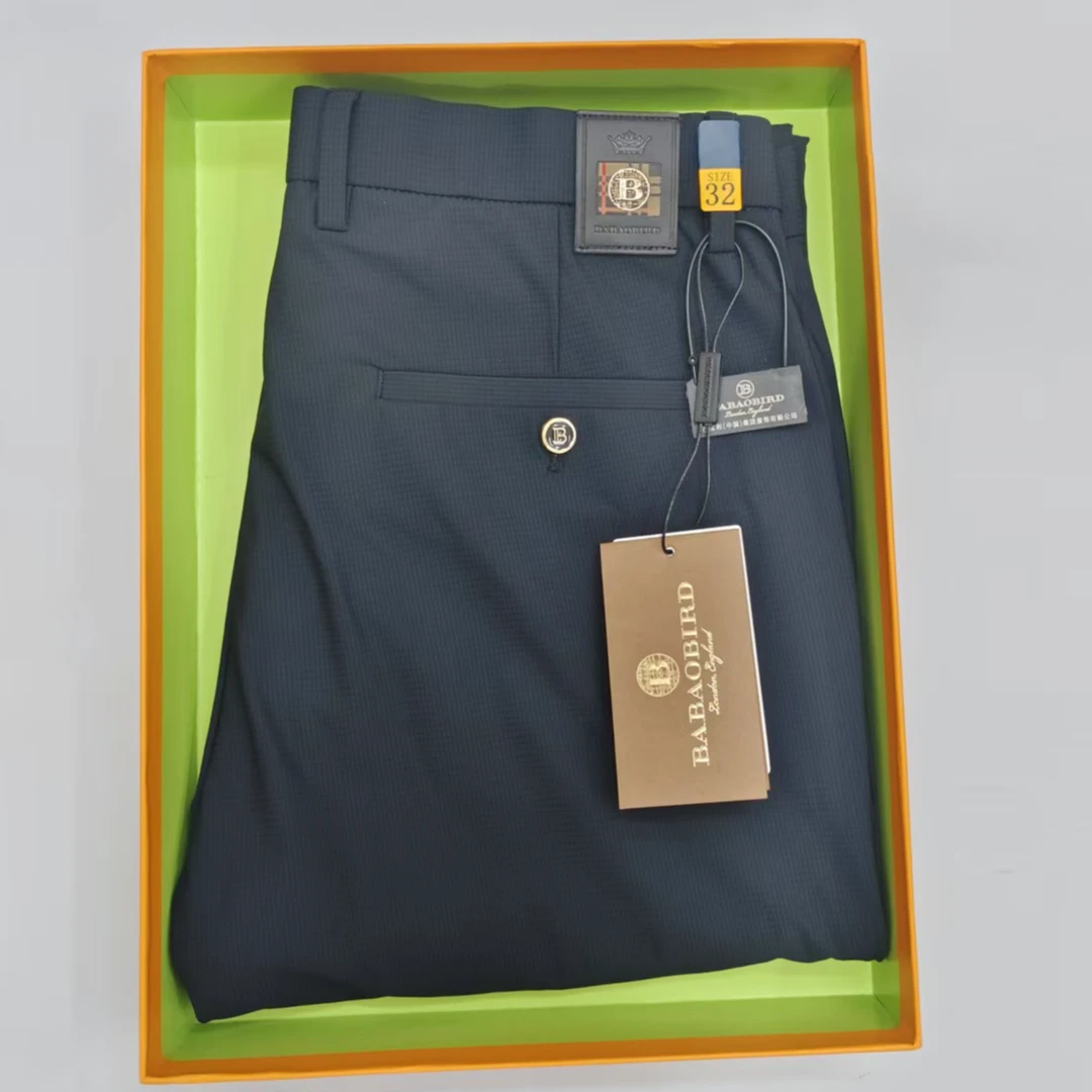 玉米格高级感丝滑弹力休闲裤夏季新款高端免烫商务黑色长裤