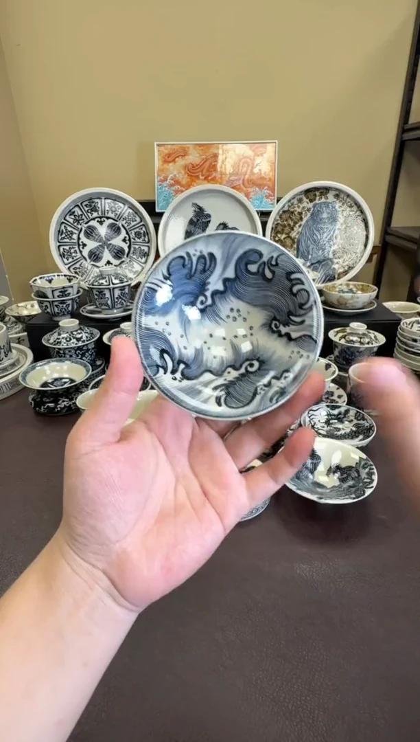 E***r二号釉纯海浪斗笠杯