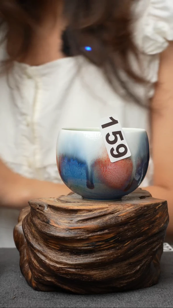 159景德镇手创颜色釉杯（食品级）带冰裂纹