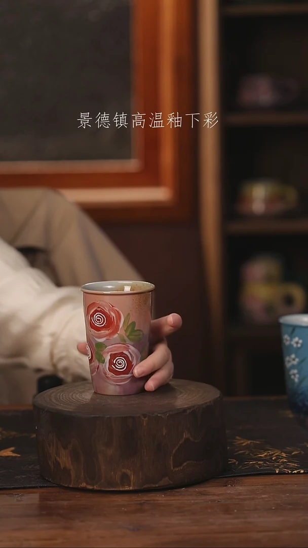 陶瓷景德镇高温釉下手绘陶瓷@L073@