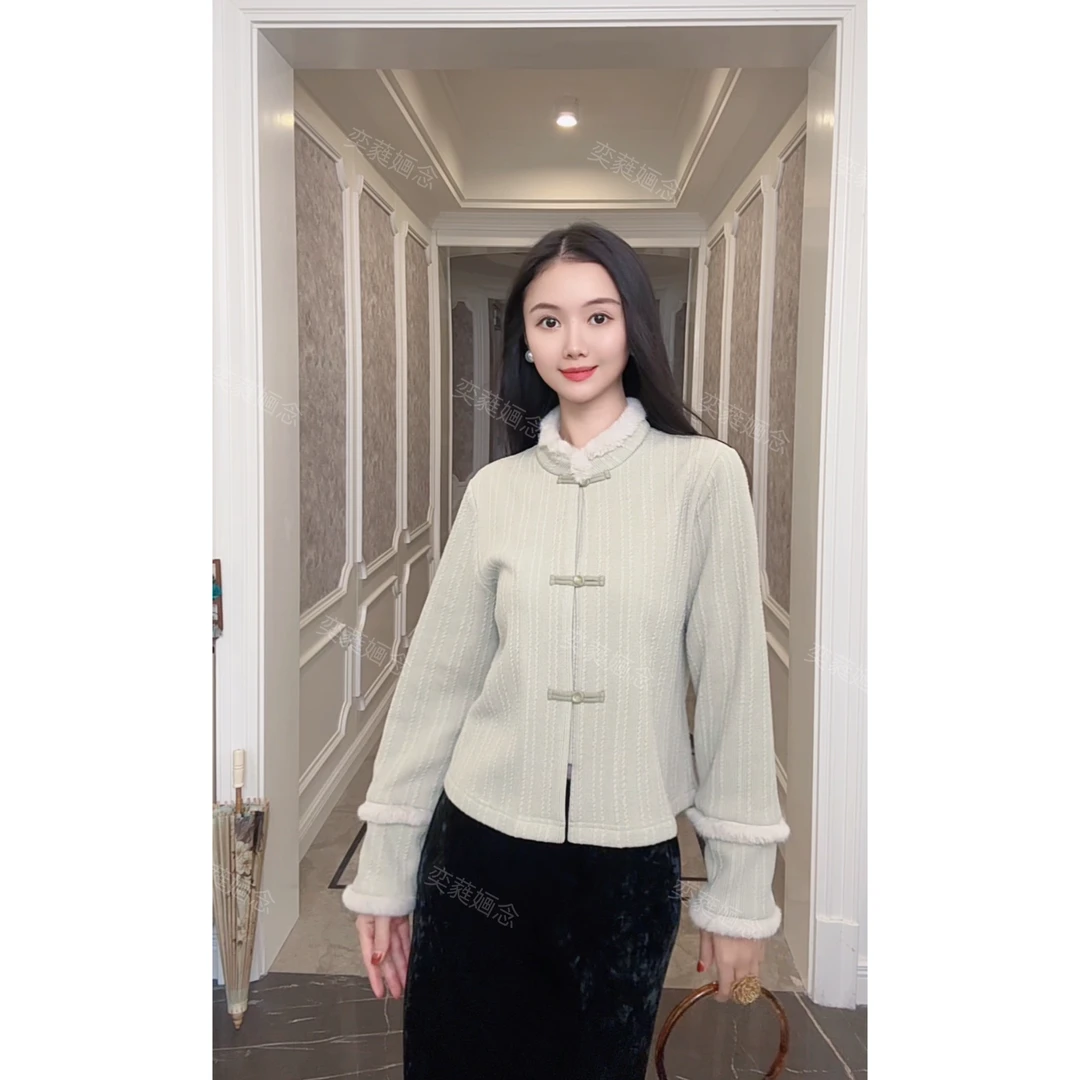 「奕念」《陌上雪》银狐绒棉感打底衣~冬季国风加绒加厚纯色定制系列