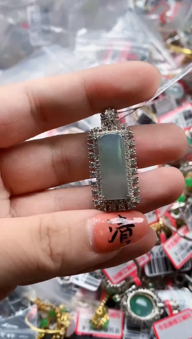 银S925镶嵌戒指翡翠天然A货缅甸翡翠