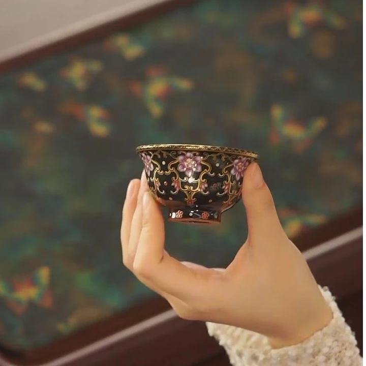 溢珍堂 唐风缠枝花卉小压手 瓷器茶周边茶具