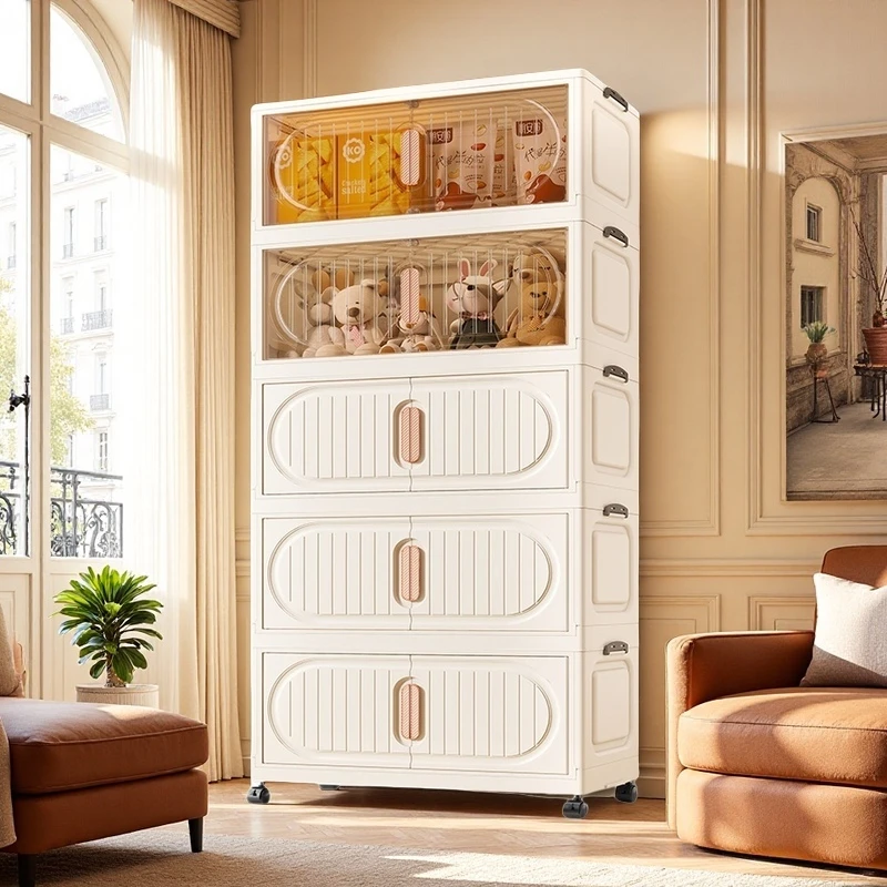 【80面宽拍4层发5层】双开门大容量卧室衣柜免安装折叠超大储物柜子