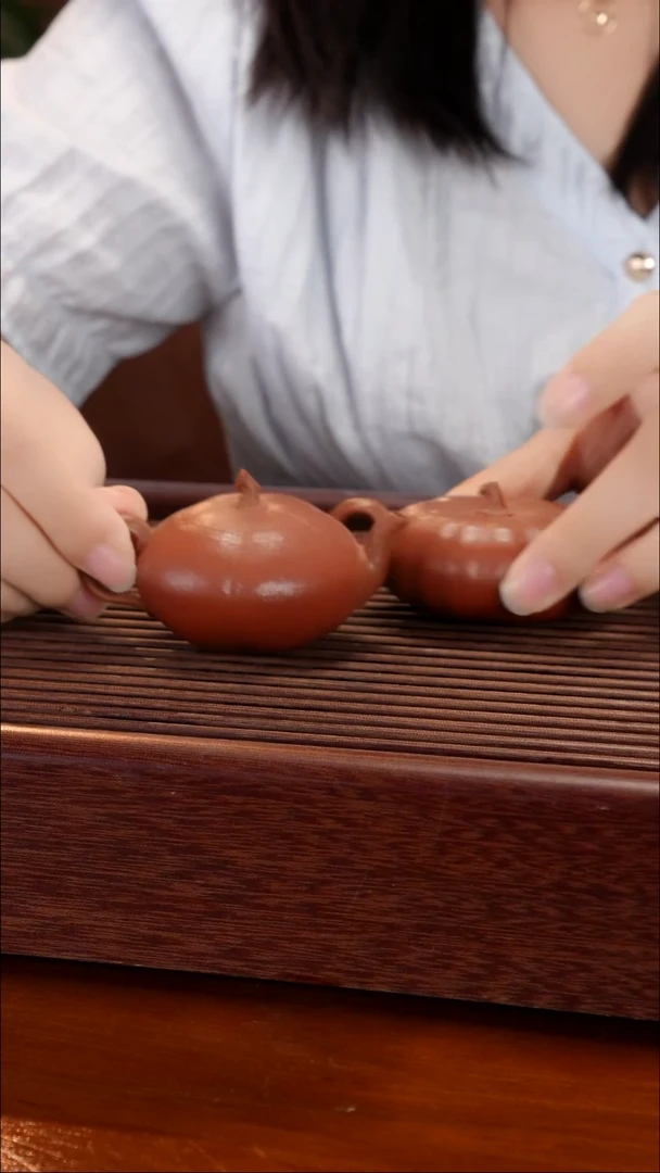茶壶紫砂南瓜壶一对