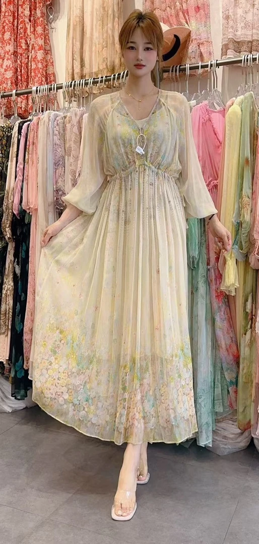 （裙长120）桑蚕丝连衣裙8E-125-13-1