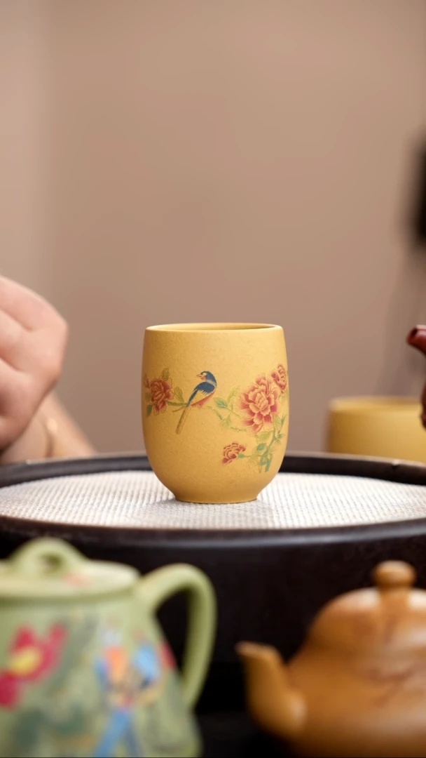 茶壶紫砂黄金段龙蛋杯花鸟