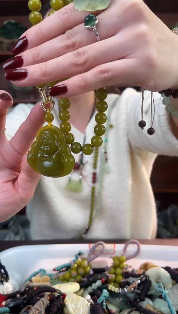 未镶嵌蛇纹石玉颈饰多样性发货拍一发一