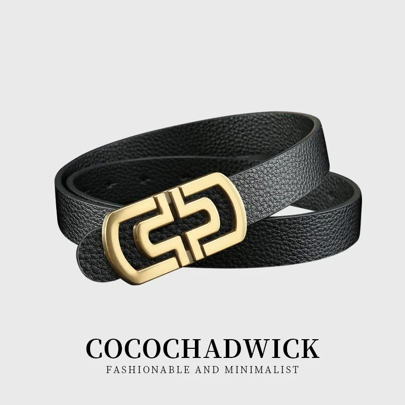 女士时尚轻奢复古女士优雅皮带金6038PA-2黑色 【ZBJ】