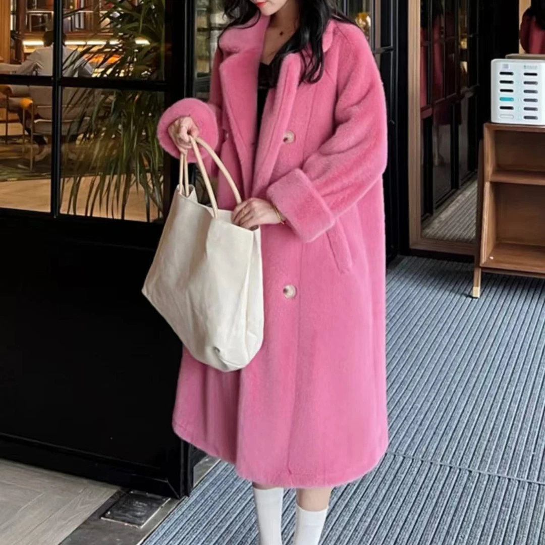 F（雪兰貂）春秋冬长款外套厚款花时尚百搭女士气质款韩版轻奢