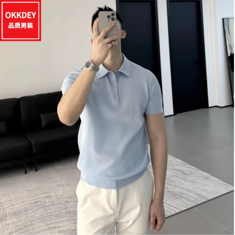 时尚简约polo衫男士翻领短袖t恤2025新款夏季高级感轻熟风上衣服