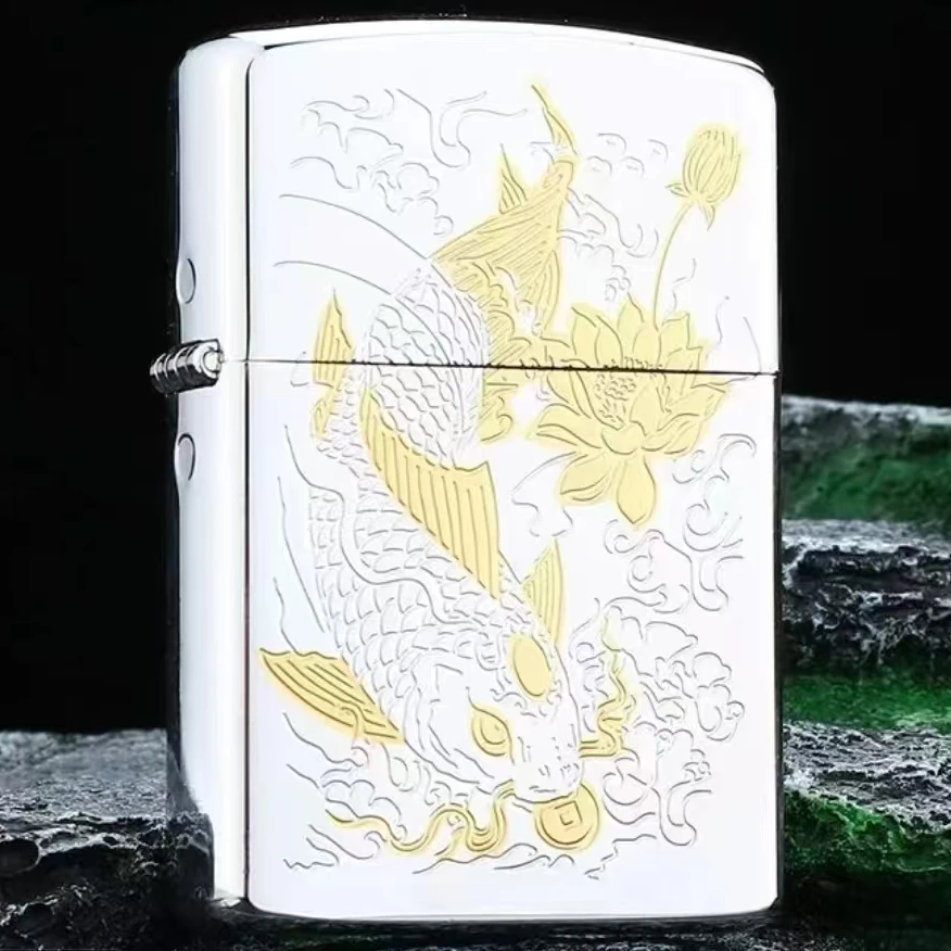 煤油打火机防风全铜  双色锦鲤鱼  个性高档砂轮潮送男友老公