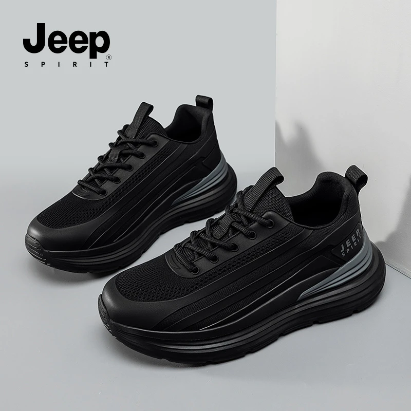 JEEPSPIRIT透气薄款休闲鞋男式复古跑鞋飞织舒适运动鞋休闲软底鞋