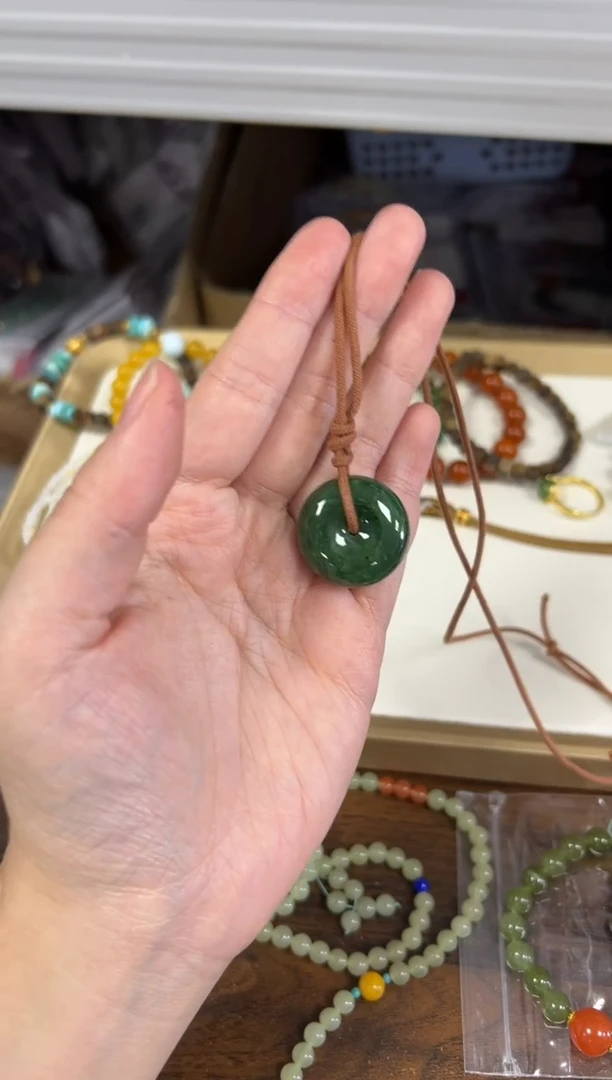项链未镶嵌和田玉和田玉碧玉平安扣吊坠项链[2870]