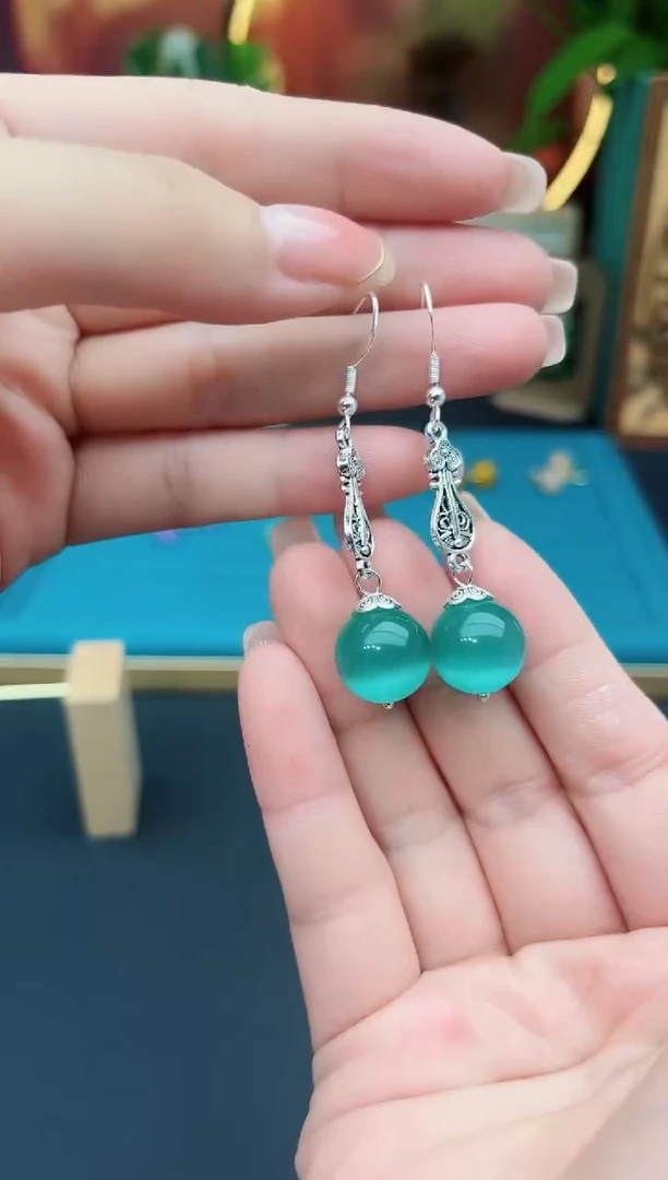 玛瑙/玉髓耳饰银S925镶嵌201000