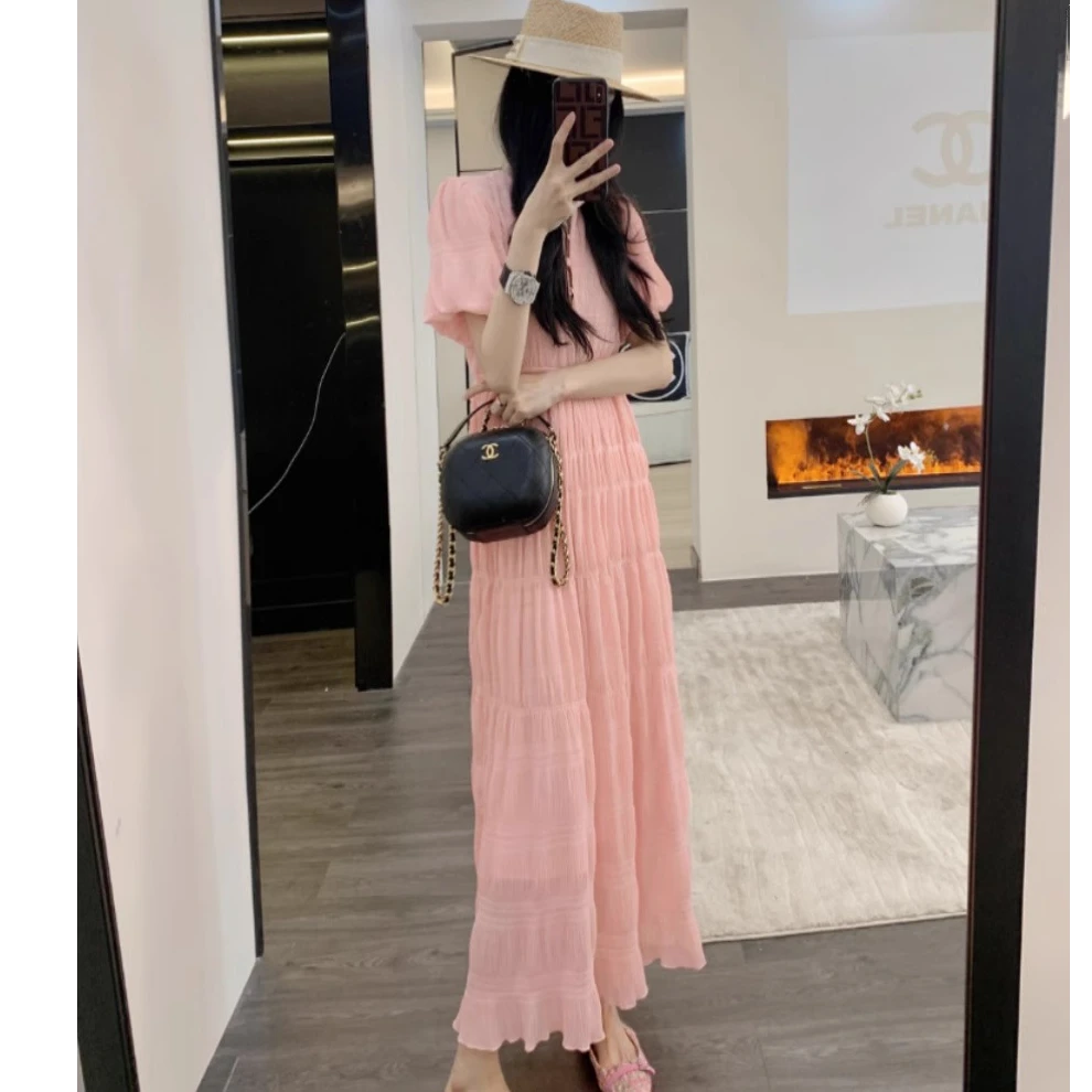 【现货】连衣裙女春夏季感法式复古高级感气质甜美宽松小个子长裙