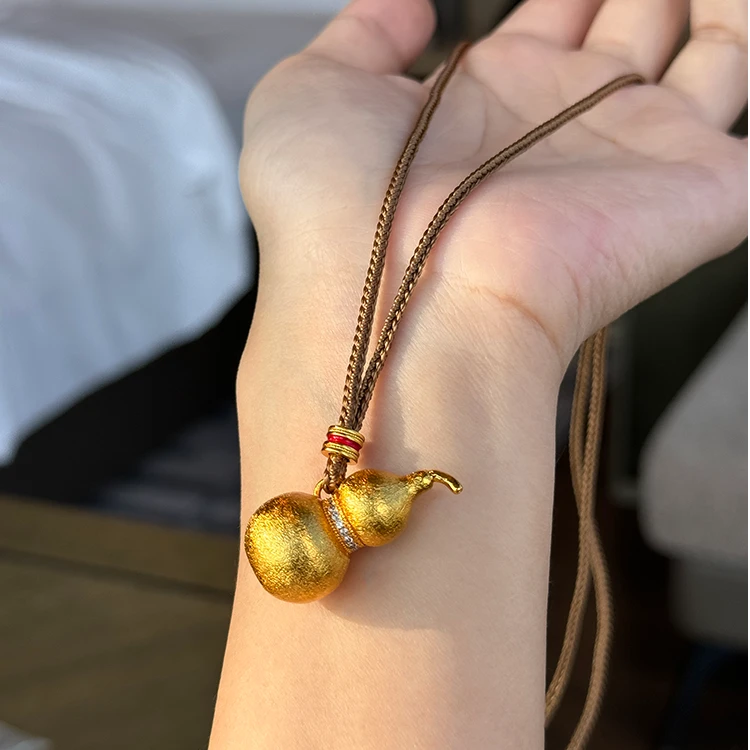 非金属布艺项链 拉丝葫芦手工编织项链女轻奢气质时尚简约锁骨链