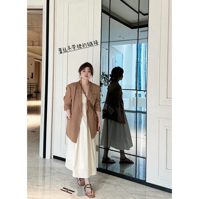 晶咕【买手店】设计师款后背打揽法式气质吊带连衣裙露背连衣裙